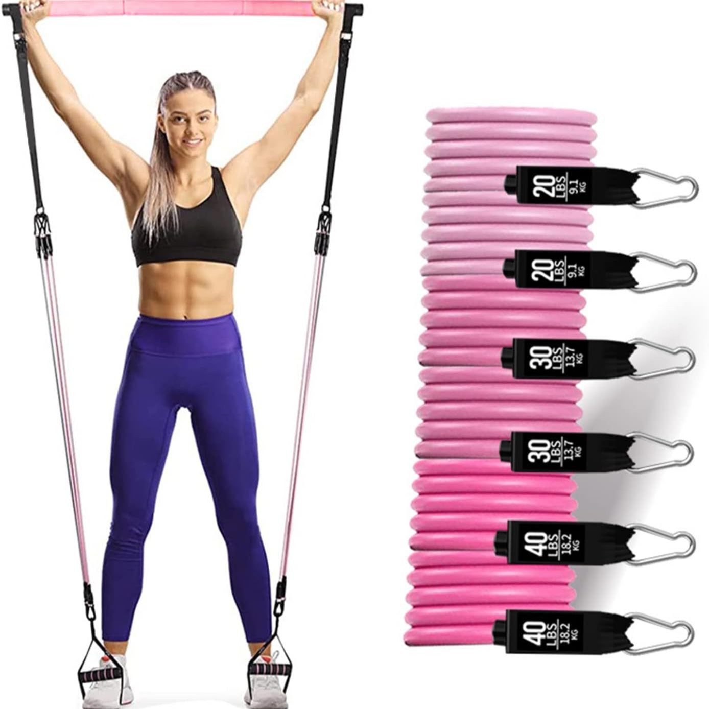 Professional Pilates Bar Kit – 180lbs Adjustable Resistance Band Set | OEM Available - Image 2