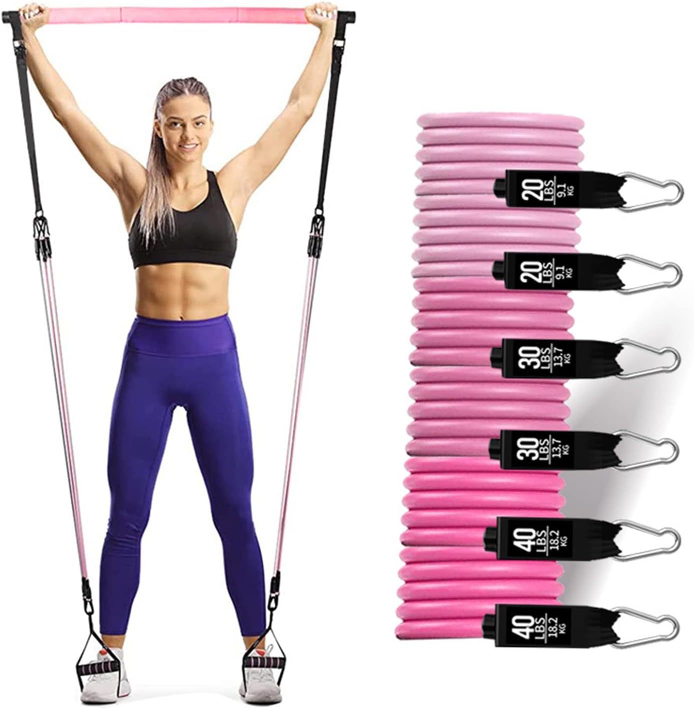 Professional Pilates Bar Kit – 180lbs Adjustable Resistance Band Set | OEM Available - Image 9